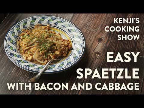 Easy Spaetzle with Bacon, Cabbage, and Cheese