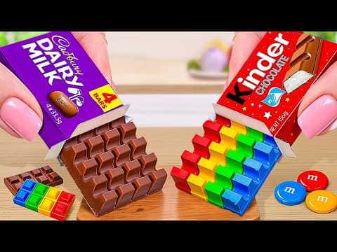 Comprehensive Miniature Desserts: Miniature Chelsea Pink Car Cake, Chocolate Drip Cake, Strawberry Roll Cake, Rainbow Chocolate Cake, and Bunny Cake