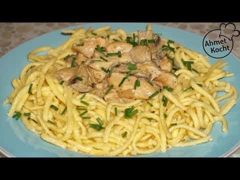 Hähnchengeschnetzeltes mit Champignons und Spätzle