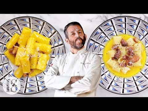 Carbonara Classica e Carbonara Gourmet (Mezze Maniche con Brodi di Formaggio e Guanciale)