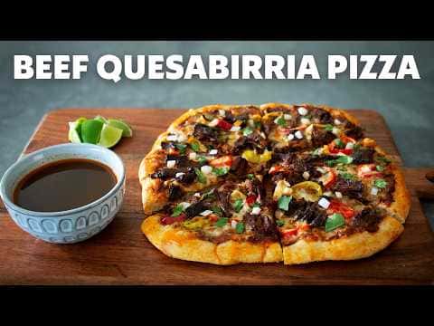 Beef Quesabirria Pizza with Consommé Dip