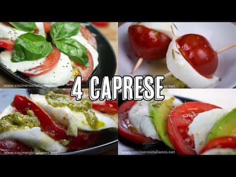 Ensalada Caprese (4 variantes: Tradicional, Bocaditos, Tropical y con Pesto)