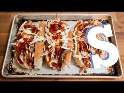 BBQ Pulled Pork Sandwich with Homemade Slaw and Spicy Sauce