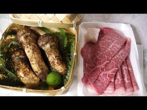松茸すき焼きと焼き松茸