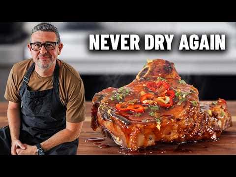 Reverse Seared Bone-In Pork Chops with Honey Garlic Sauce