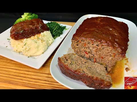 Juicy Meatloaf with Mashed Potatoes, Sauteed Spinach, and Steamed Broccoli