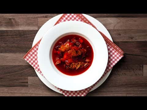 Borscht (Ukrainian Beet Soup with Beef Short Ribs)