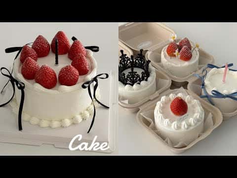 딸기 생크림 케이크 & 발레코어 도시락케이크