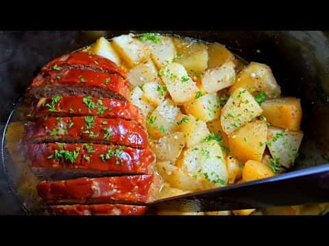 Crockpot Meatloaf and Potatoes