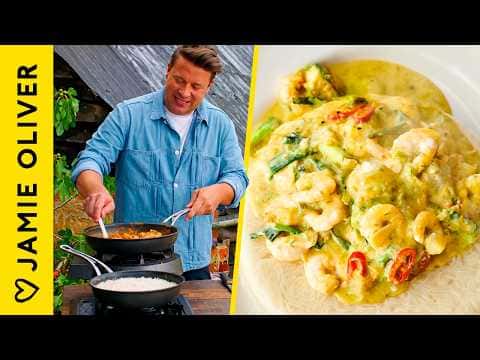 Jamie's Easy Prawn Curry with Crispy Rice Cake