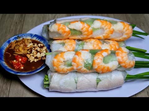 Gỏi cuốn tôm thịt và sốt tương đen