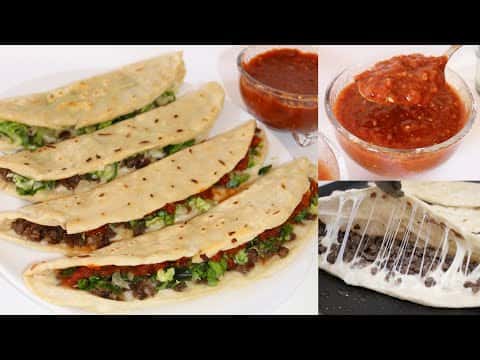 Quesadillas de carne asada con tortillas hechas a mano