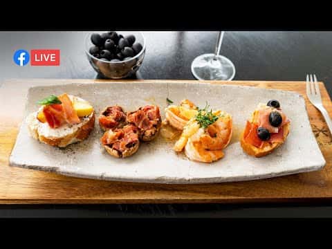 Tapas Españolas (Jamón Serrano, Champiñones, Camarón y Frutas)