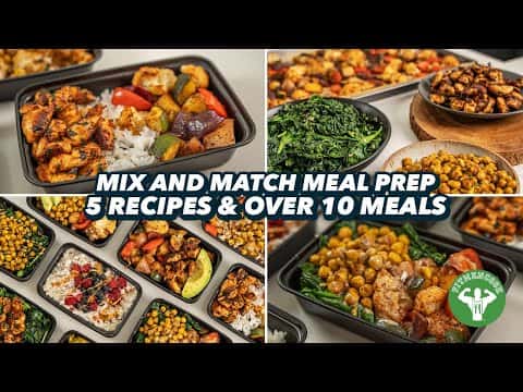 Mix and Match Meal Prep: Chicken, Chickpeas, Vegetables, Greens, and Rice