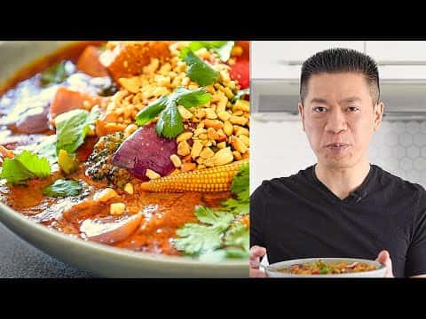 Thai-Style Peanut Curry with Roasted Vegetables and Smoked Tofu