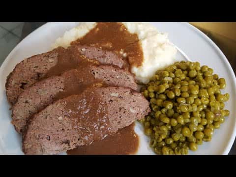 Meatloaf with Mashed Potatoes, Brown Gravy and Peas