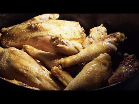 Coq au vin blanc au four à bois