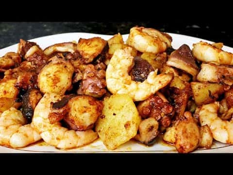 Pulpo al Ajillo con Langostinos y Patatas