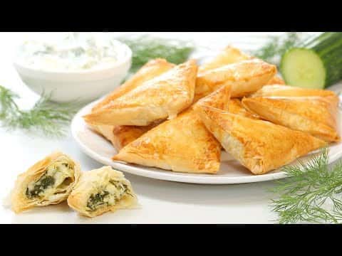 Spanakopita (Greek Spinach & Feta Pie) with Tzatziki Sauce