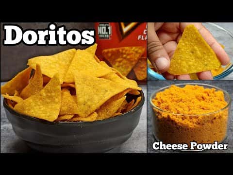 Homemade Doritos Nachos with Cheese Powder & Roasted Salsa