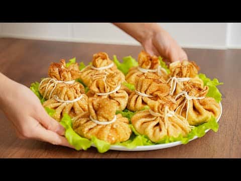 Блинные мешочки с курицей и грибами