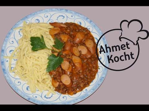 Linsen mit Spätzle und Saitenwürsten