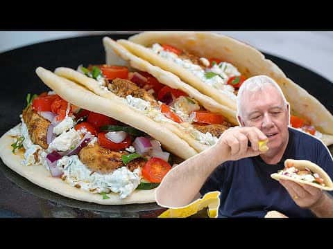 Greek Chicken Gyros with Homemade Tzatziki Sauce & Flatbread