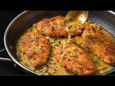 Lemon Garlic Butter Chicken Breast with Fresh Tomato Pepper Salad