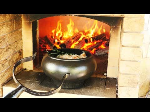Русские томленые щи в дровяной печи