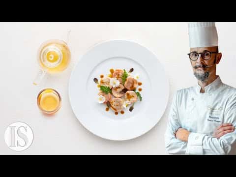 Ravioli al barbecue con maiale nero di Cavour, brodo di speck e salsa barbecue