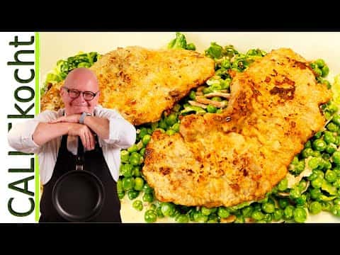 Pariser Schnitzel mit Erbsen Pariser Art