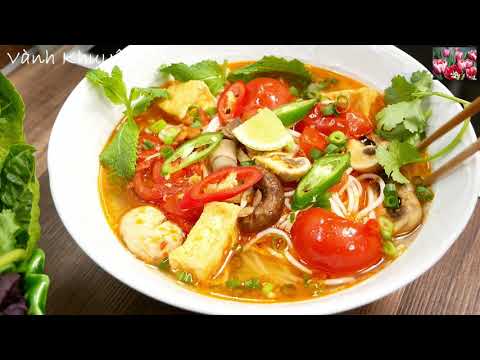 Cách nấu Bún Chay Sa Tế Cà Chua và Nấm