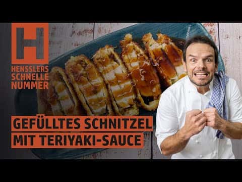 Schnelles gefülltes Schnitzel mit Knoblauch-Teriyaki-Sauce