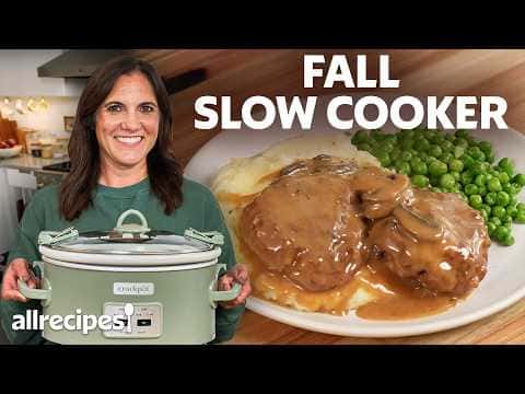 5 Easy Slow Cooker Fall Dinners: Swamp Potatoes & Sausage, Salisbury Steak, Teriyaki Pork Tenderloin, White Chicken Chili, Pot Roast Dips