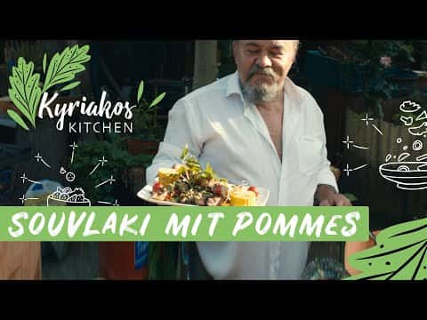 Griechische Souvlaki-Spieße mit hausgemachten Pommes