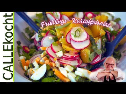 Frühlings-Kartoffelsalat mit Radieschen und grünem Spargel
