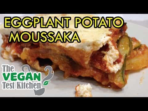 Eggplant Potato Moussaka with Pine Nut Cream