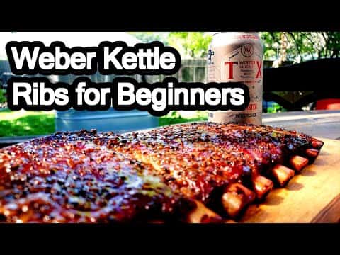 Central Texas Style Pork Ribs on a Charcoal Grill
