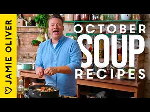 Mixed Recipes: Baked Mushroom Soup, Ham Hock Winter Broth, Freezer Veg Minestrone, Chorizo & Barley Soup, Cheesy French Onion Soup, Spiced Pumpkin Soup