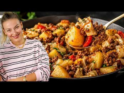 Ground Beef, Potato, and Cabbage Skillet
