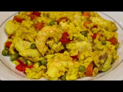 Paella de pescado y marisco
