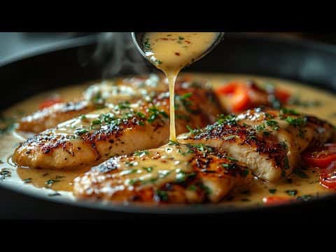 Knuspriges Hähnchen in cremiger Knoblauch-Parmesan-Soße