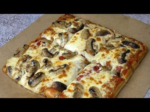 No-Knead Liquid Dough Pizza with Mushrooms