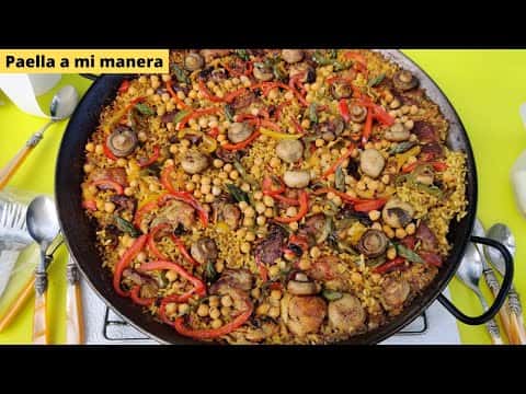 Paella de pollo y cerdo a mi manera