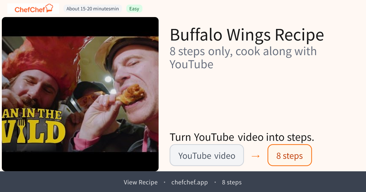 Buffalo Wings | AI Cooking Agent for YouTube Recipes - ChefChef | Step-by-Step Recipe, Easy to Follow