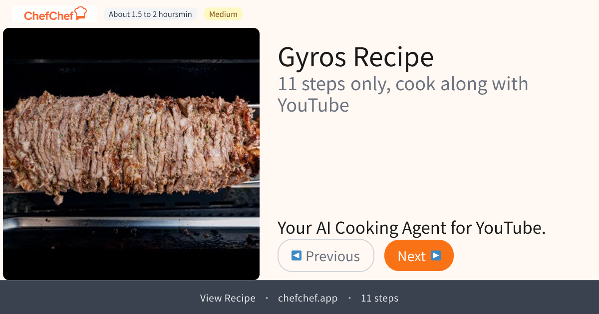 Gyros | AI Cooking Agent for YouTube Recipes - ChefChef | Step-by-Step Recipe, Easy to Follow