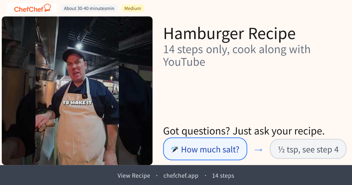Hamburger | AI Cooking Agent for YouTube Recipes - ChefChef | Step-by-Step Recipe, Easy to Follow