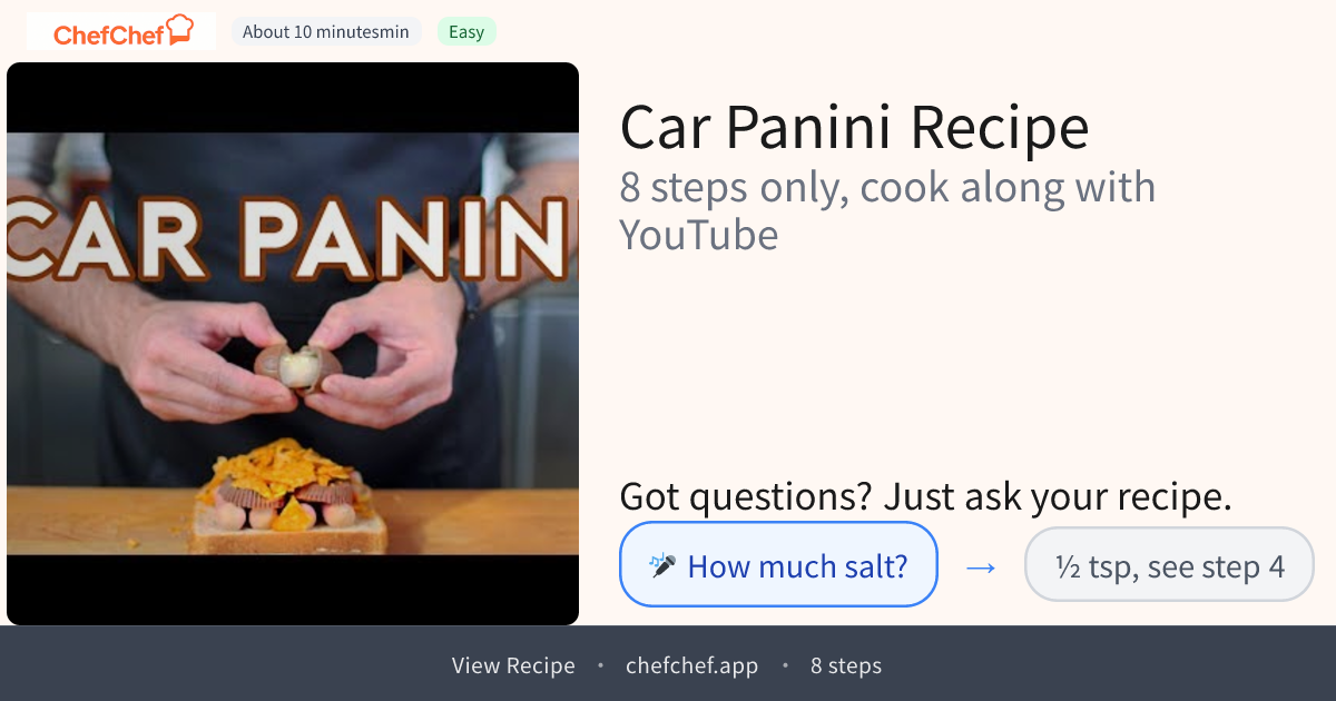 Car Panini | AI Cooking Agent for YouTube Recipes - ChefChef | Step-by ...